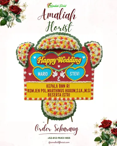 Karangan Papan Bunga Pernikahan di Simomulyo